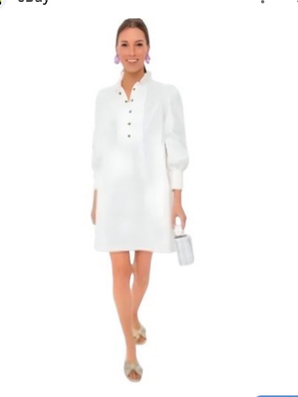Tuckernuck Pomander Place Claiborne White Cotton Mini Dress with Button Placket